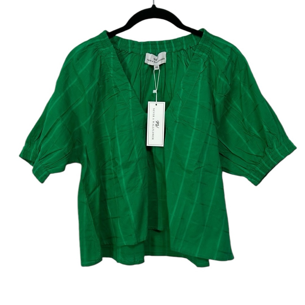 Never A Wallflower Marakesh top Green checked women’s size XS